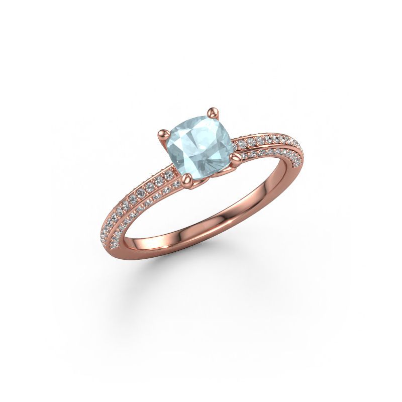 Verlobungsring Elenore cus 585 Roségold Aquamarin 5.5 mm