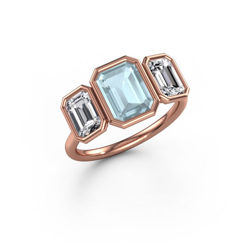 Engagement ring Lavon 3 EME 585 rose gold aquamarine 8x6 mm