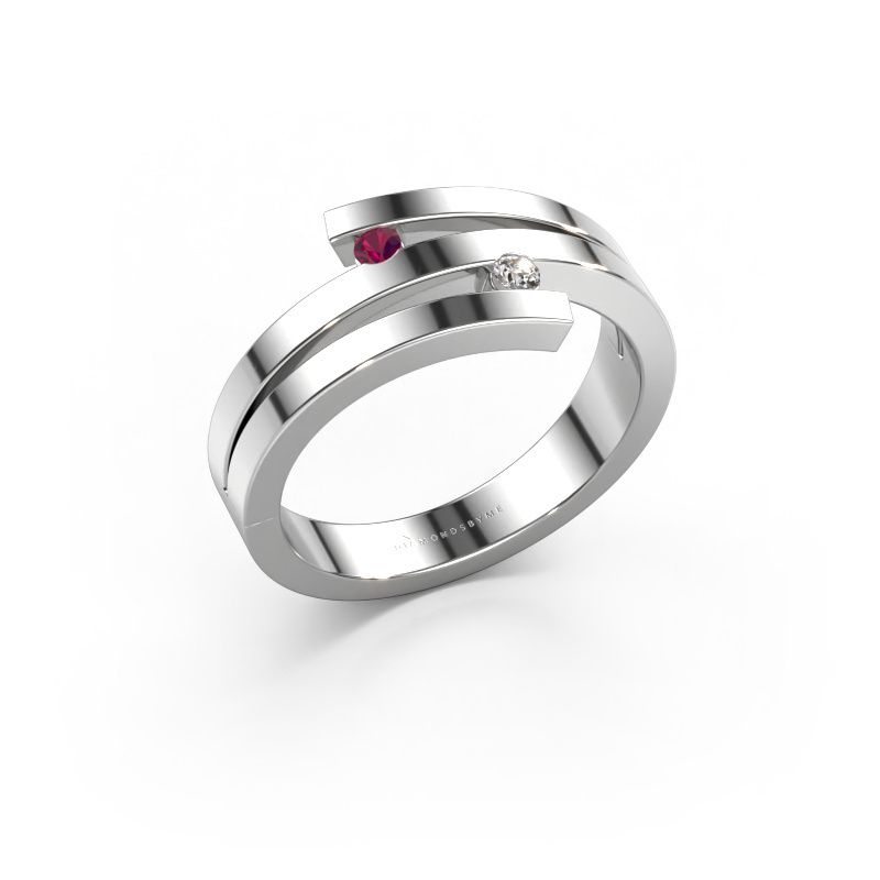 Ring Roxane 585 witgoud rhodoliet 2 mm