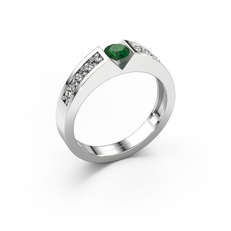 Verlobungsring Lizzy 2 950 Platin Smaragd 4.2 mm