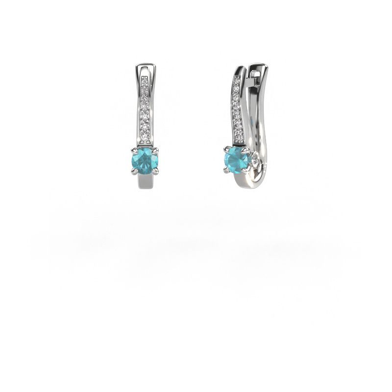 Ohrringe Valorie 585 Weißgold Blau Topas 4 mm