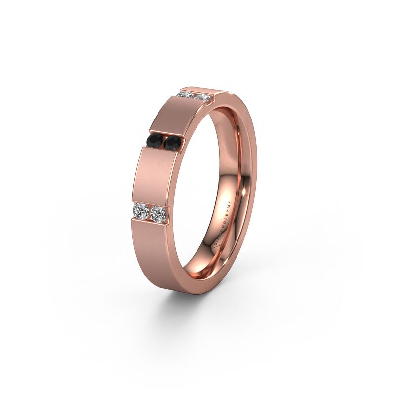 Trouwring WH2133L14BM 585 rosé goud zwarte diamant ±4x2.2 mm