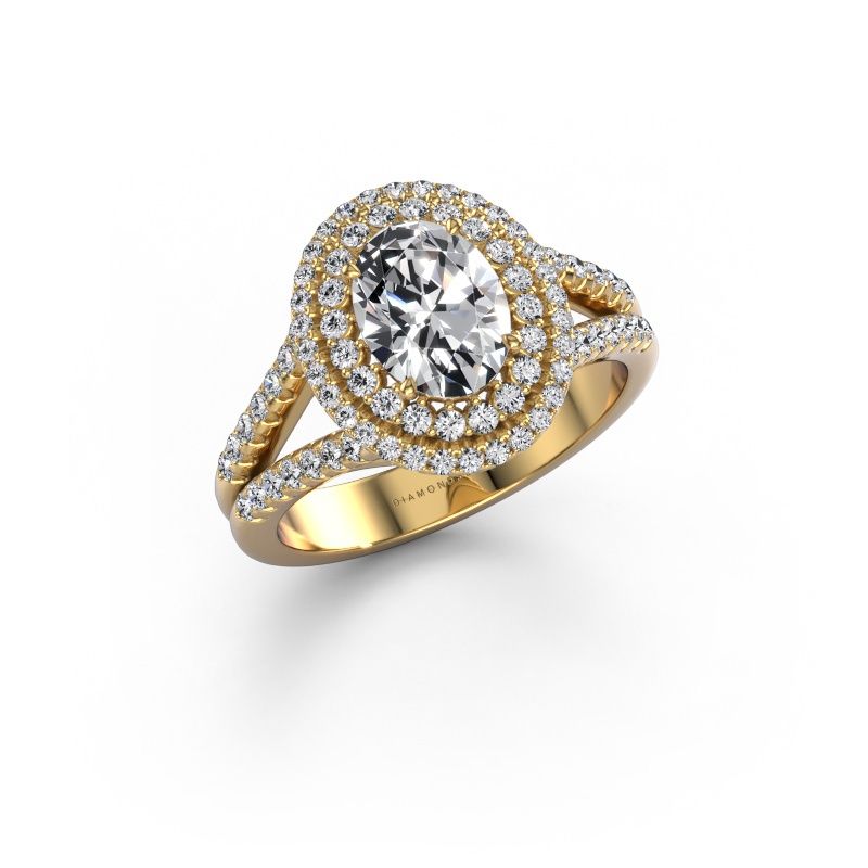 Verlovingsring Elvie OVL 585 goud zirkonia 8x6 mm