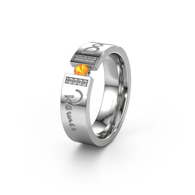 Trouwring WH2094L16C 950 platina ±6x2.2 mm citrien