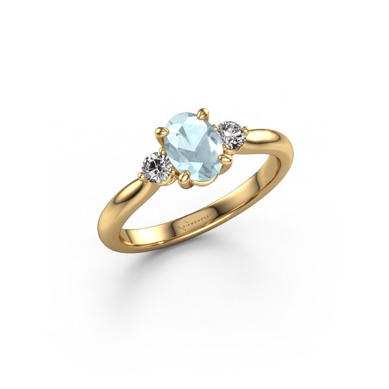 Engagement ring Lieselot OVL 585 gold aquamarine 7x5 mm