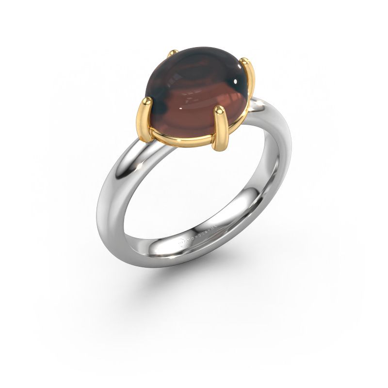 Ring Melodee 585 witgoud rookkwarts 10x8 mm