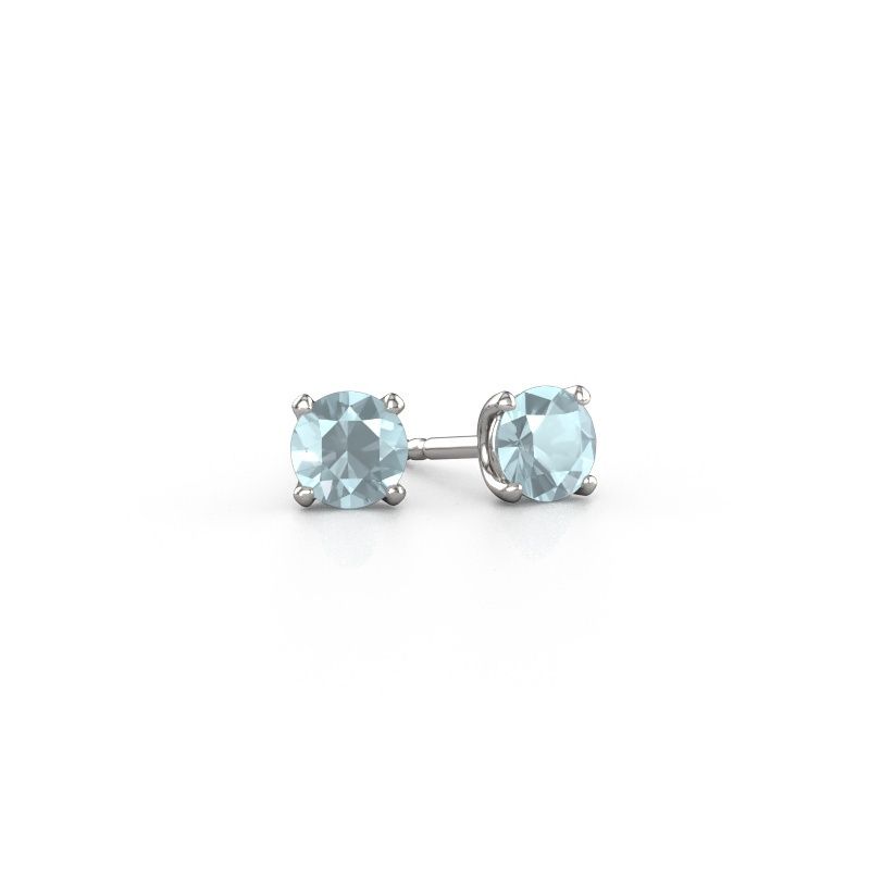 Clous d'oreilles Sam RND 585 or blanc aigue-marine 5 mm