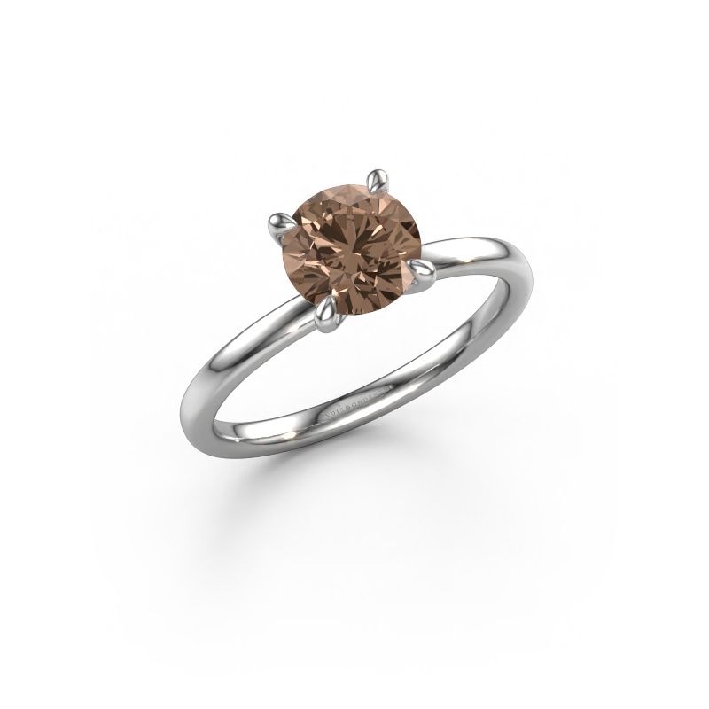 Verlobungsring Crystal RND 1 585 Weißgold Braun Diamant 1.20 crt