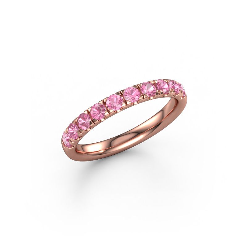 Aanschuifring Jackie Half 585 rosé goud roze saffier 2.4 mm
