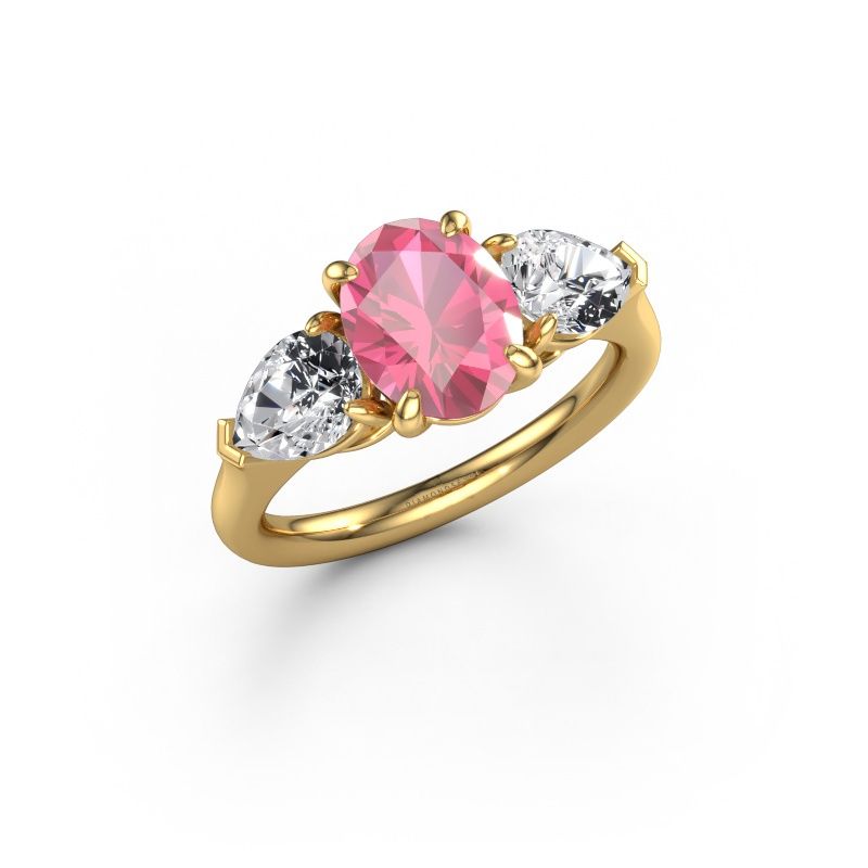 Engagement ring Carma OVL 585 gold pink sapphire 9x7 mm