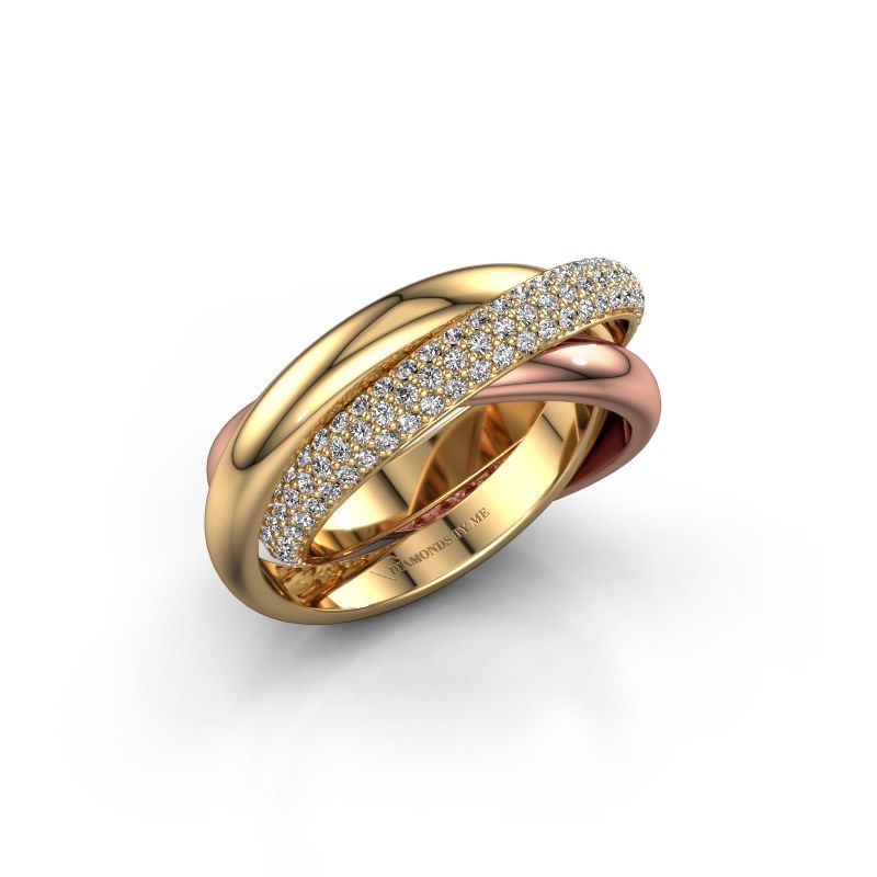 Image de Bague trinity 2<br/>585 or jaune<br/>Diamant synthétique 0.885 crt
