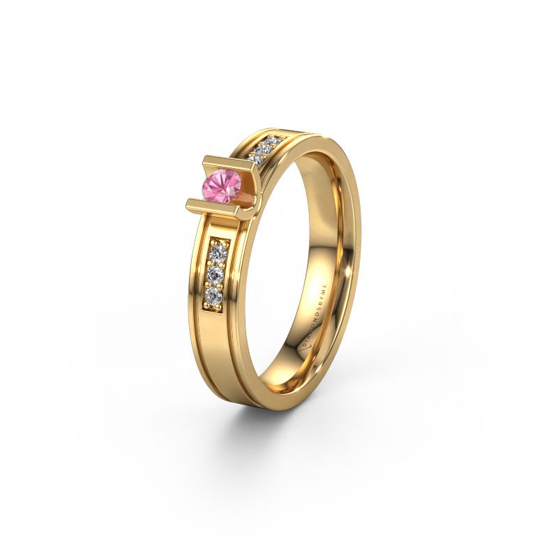 Wedding ring WH2108L14A 585 gold pink sapphire ±4x1.7 mm