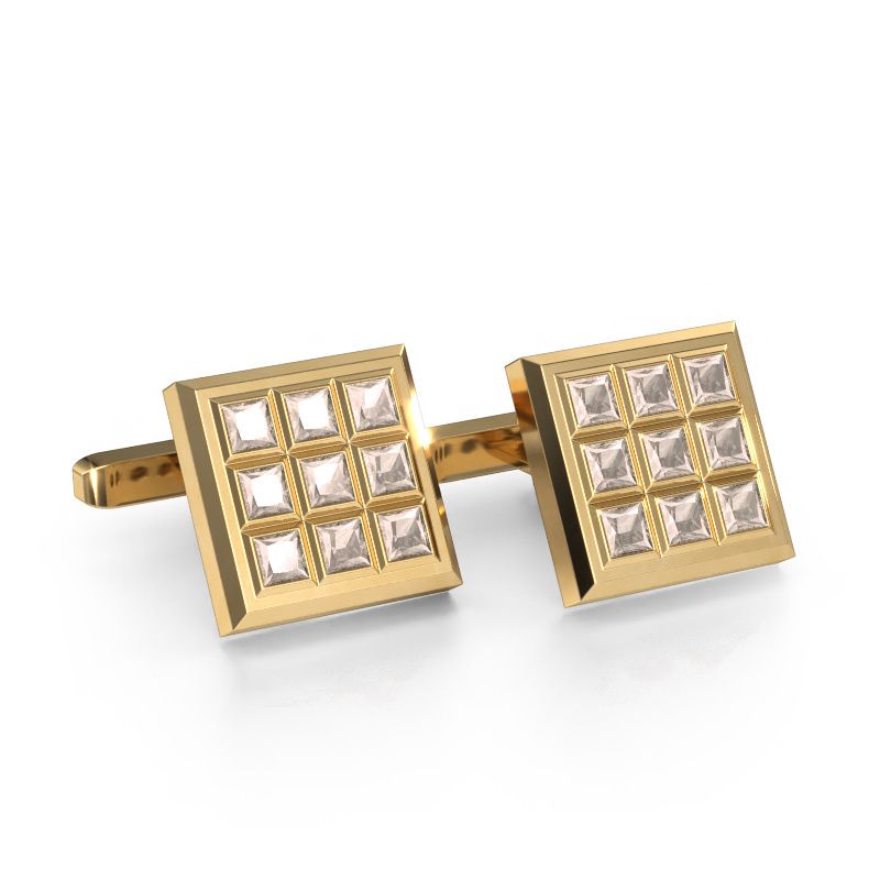 Cufflinks Clen 585 gold morganite champagne 3 mm