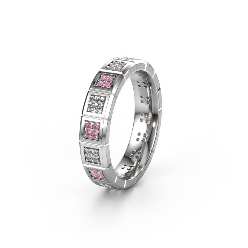 Trouwring WH2056L15DP 585 witgoud roze saffier ±5 x 2,4 mm