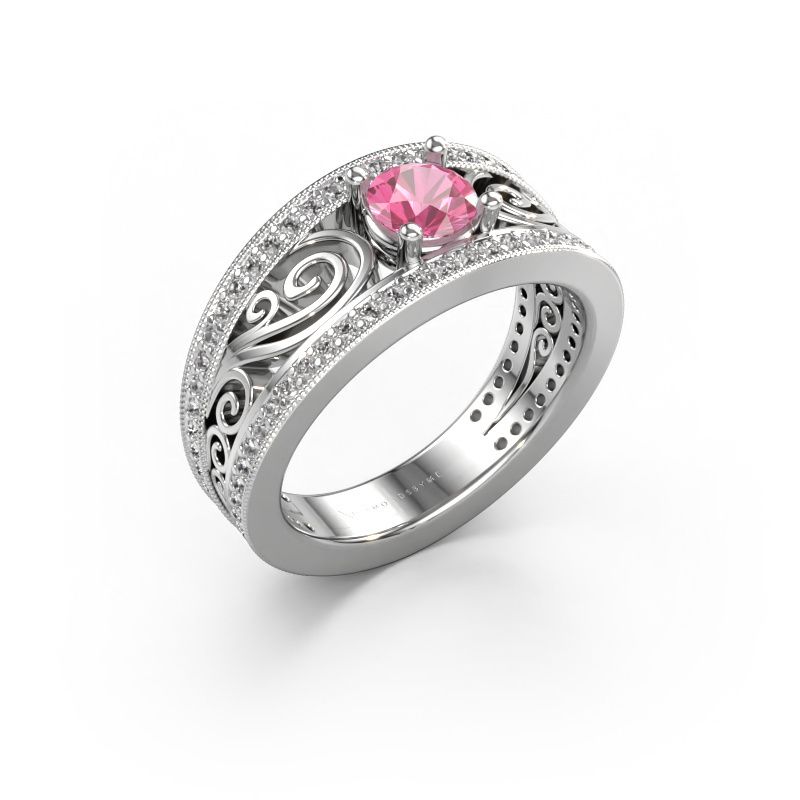 Bague Julliana 585 or blanc saphir rose 5 mm