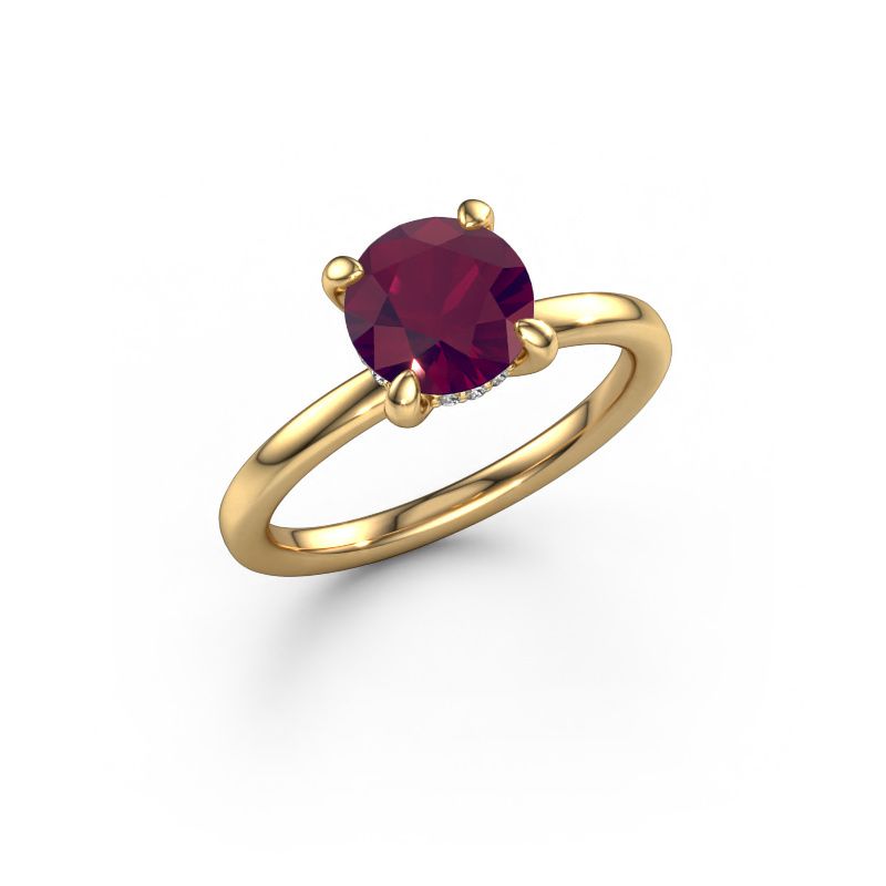 Verlovingsring Simone RND 2 585 goud rhodoliet 7.3 mm