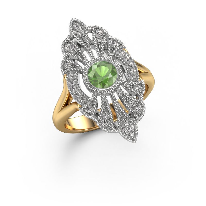 Bague de fiançailles Hanna 585 or jaune vert tourmaline 5 mm
