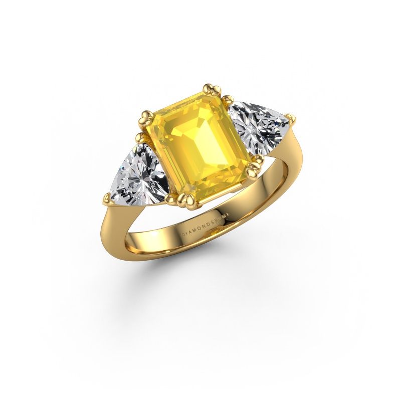 Verlobungsring Paula 585 Gold Gelb Saphir 9x7 mm