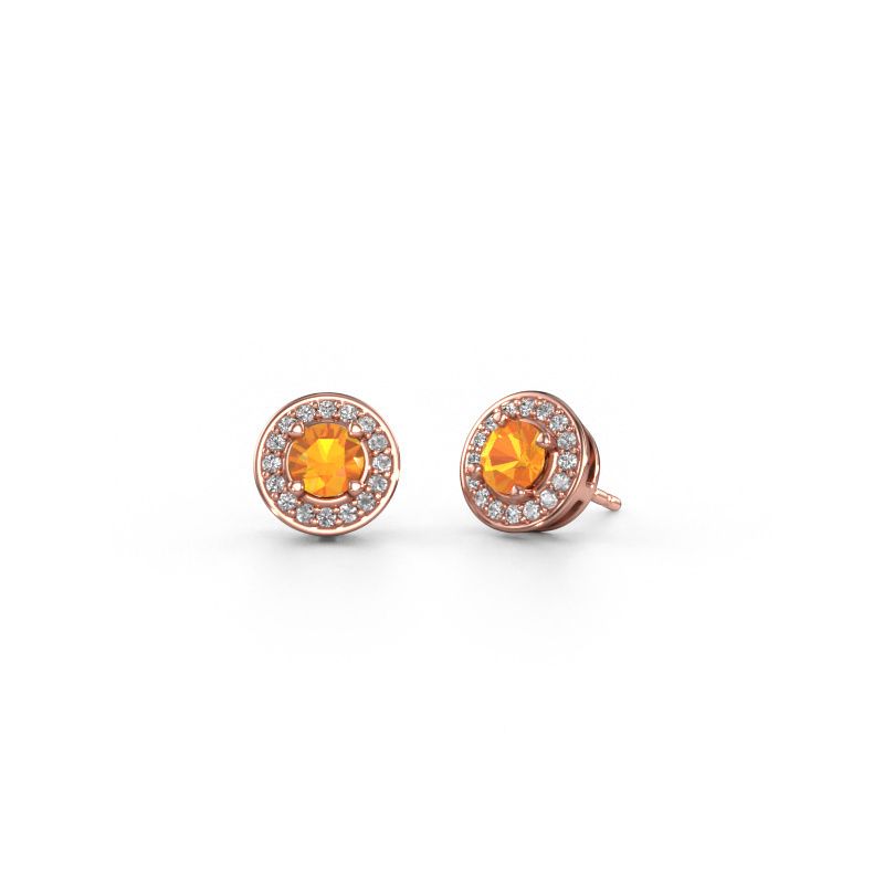 Clous d'oreilles Agaat 585 or rose citrine 5 mm