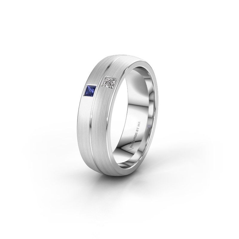 Image of Wedding ring WH0250L26BM<br/>585 white gold ±6x2 mm<br/>Sapphire