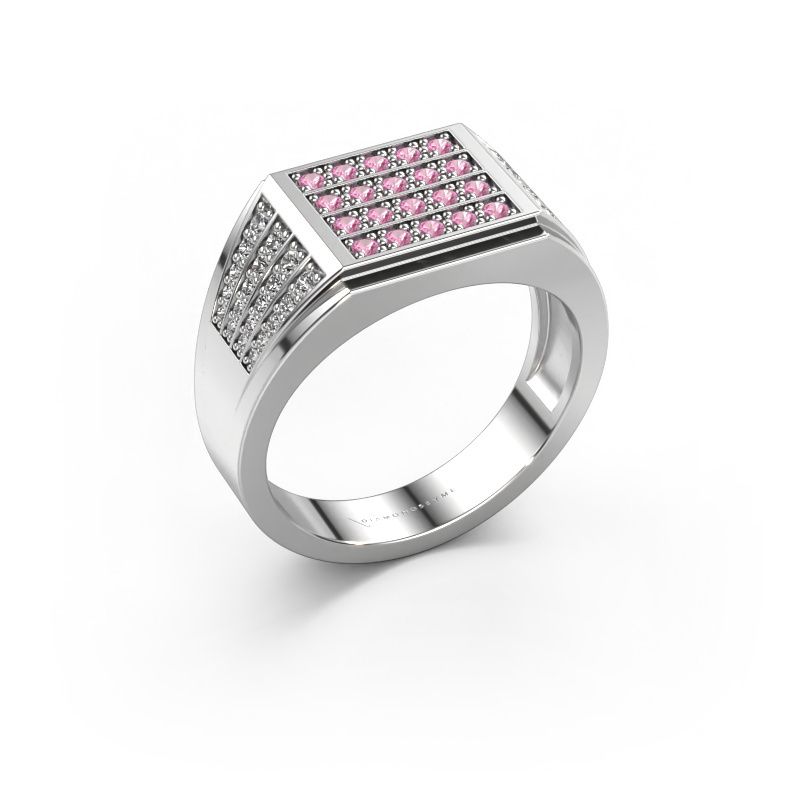 Herrenring Tim 585 Weißgold Pink Saphir 1.5 mm