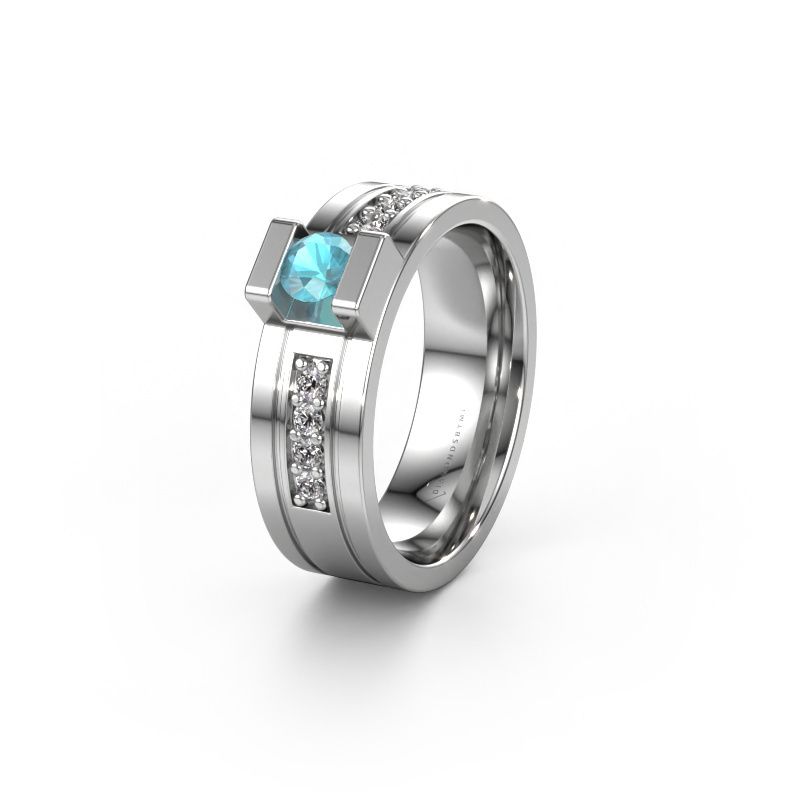 Wedding ring WH2092L16BP 950 platinum blue topaz ±6,5x2 mm