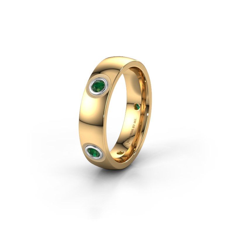 Image of Wedding ring WH0139L25BP<br/>585 gold ±5x2 mm<br/>Emerald