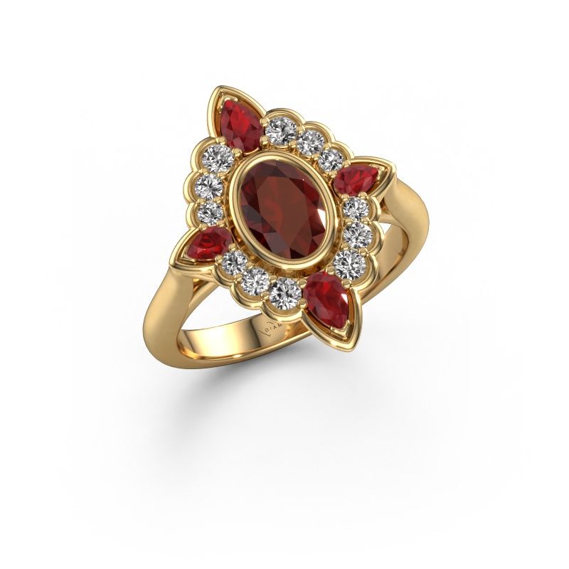 Engagement ring Door 585 gold garnet 7x5 mm