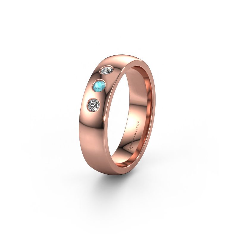 Wedding ring WH0114L25BP 585 rose gold blue topaz ±5x2 mm