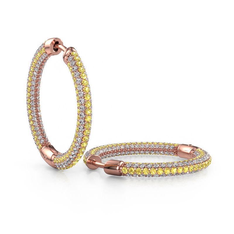 Hoop earrings Hope 20mm 585 rose gold yellow sapphire 1 mm