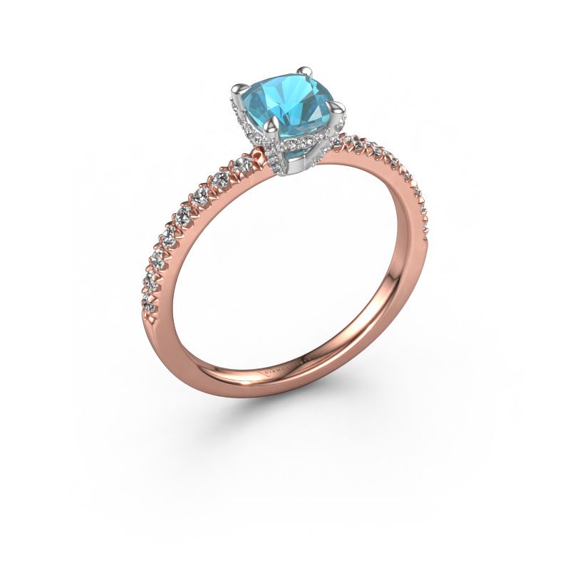 Engagement ring Saskia 1 CUS 585 rose gold blue topaz 5.5 mm