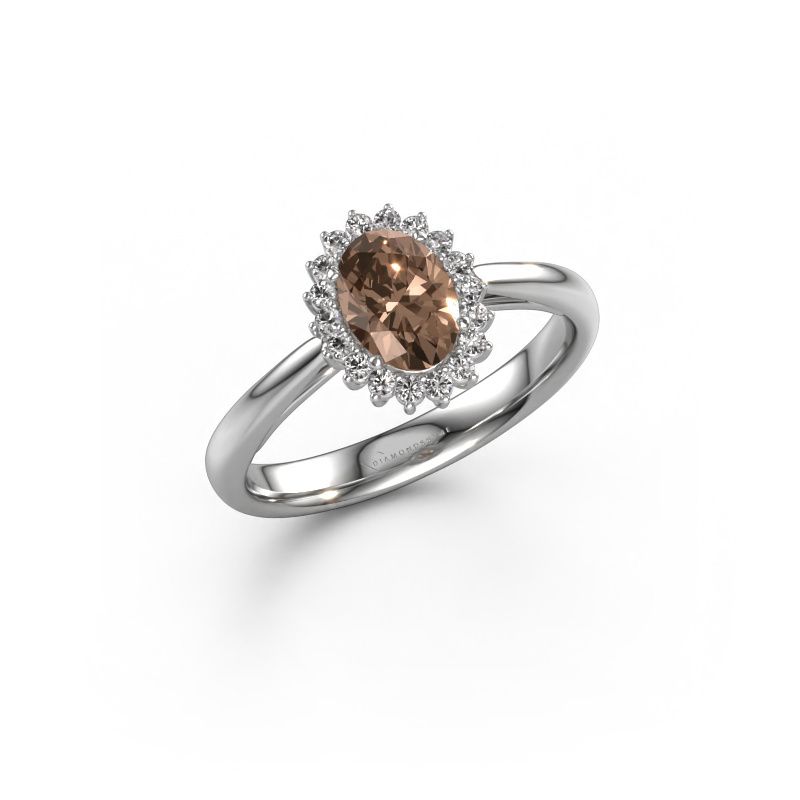 Engagement ring Tilly ovl 1 585 white gold brown diamond 0.70 crt