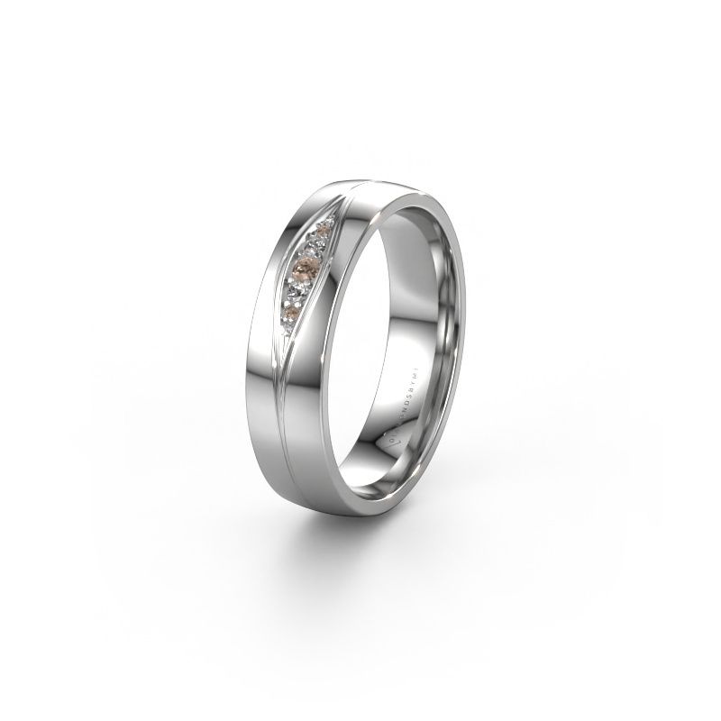 Trouwring WH0133L25AP 585 witgoud bruine diamant ±5x1.7 mm