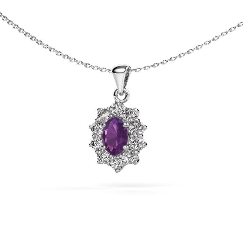 Pendant Leesa 585 white gold amethyst 7x5 mm