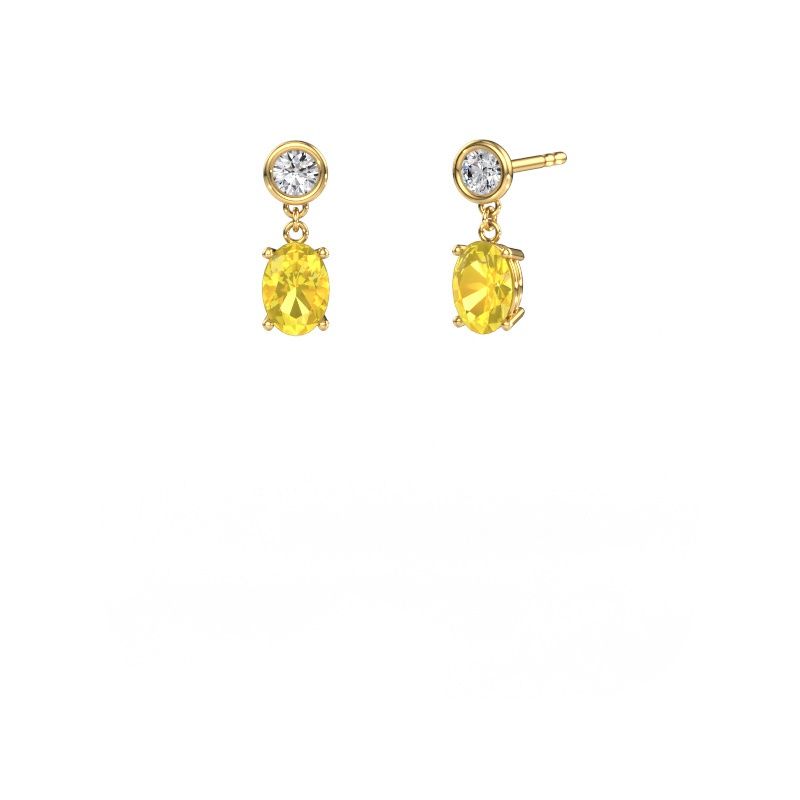 Pendants d'oreilles Lacey OVL 585 or jaune saphir jaune 7x5 mm