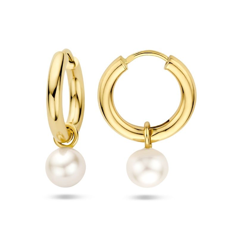 Drop earrings April 585 gold white pearl 6,5 mm