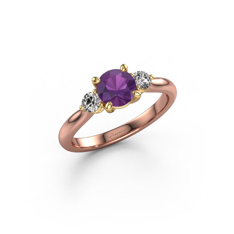 Engagement ring Lieselot RND 585 rose gold amethyst 6.5 mm