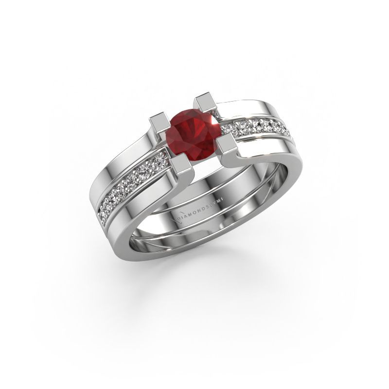 Bague de fiançailles Myrthe 950 platine rubis 5 mm