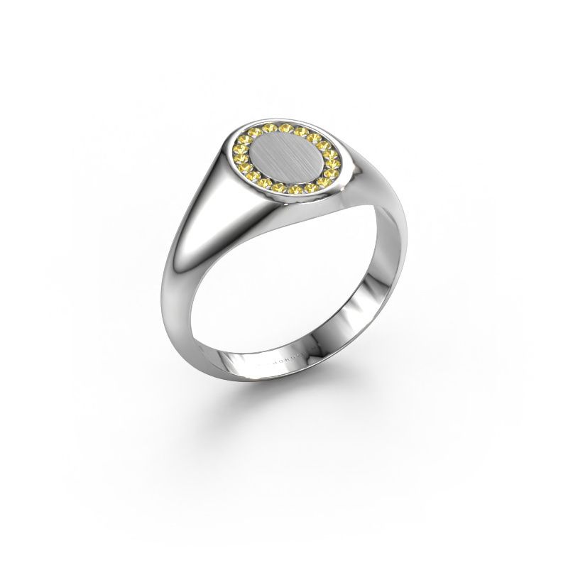 Pinky ring Floris Oval 1 950 platinum yellow sapphire 1.2 mm