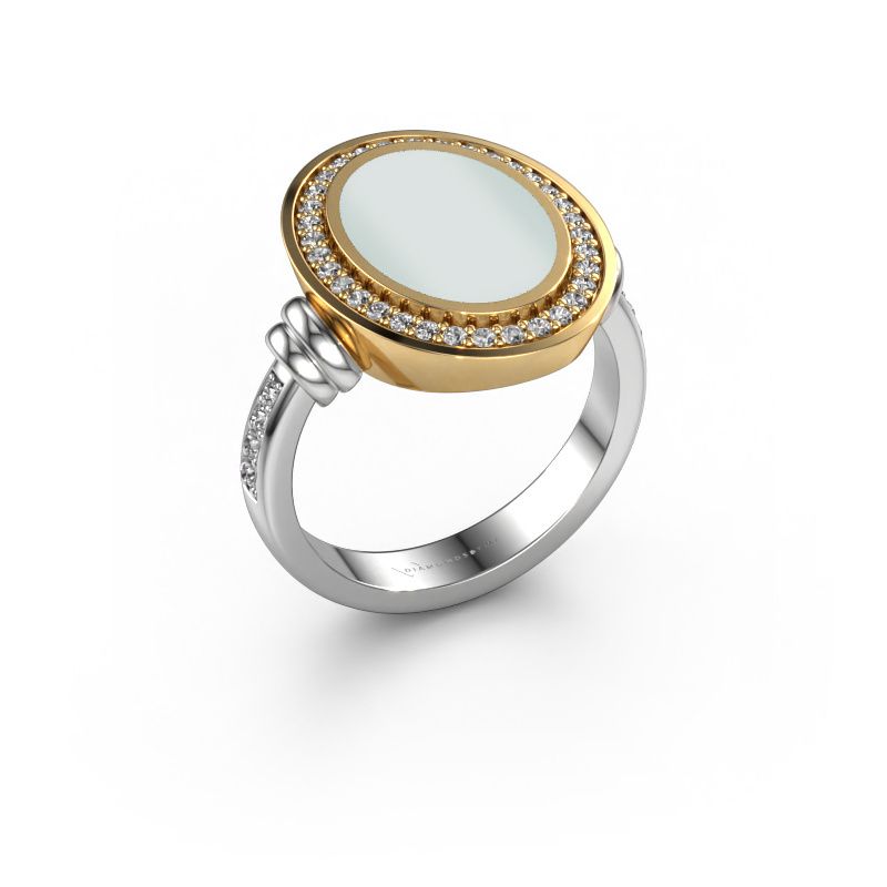 Bague pour homme Servie 3 585 or blanc nicolo verte 14x10 mm