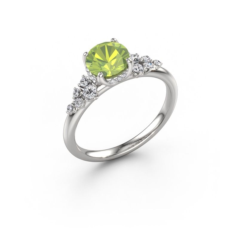 Bague de fiançailles Emma RND 950 platine péridot 6.5 mm