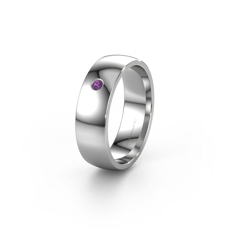 Wedding ring WH0101L26AP 585 white gold amethyst ±6x1.4 mm