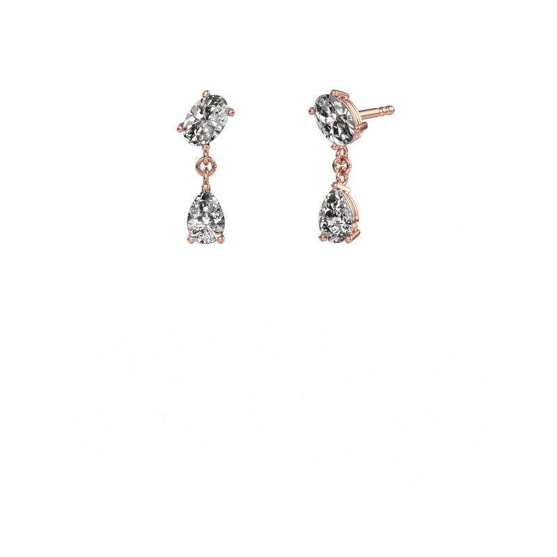 Earrings Toi et Moi OVL-PER 585 rose gold diamond 1.70 crt