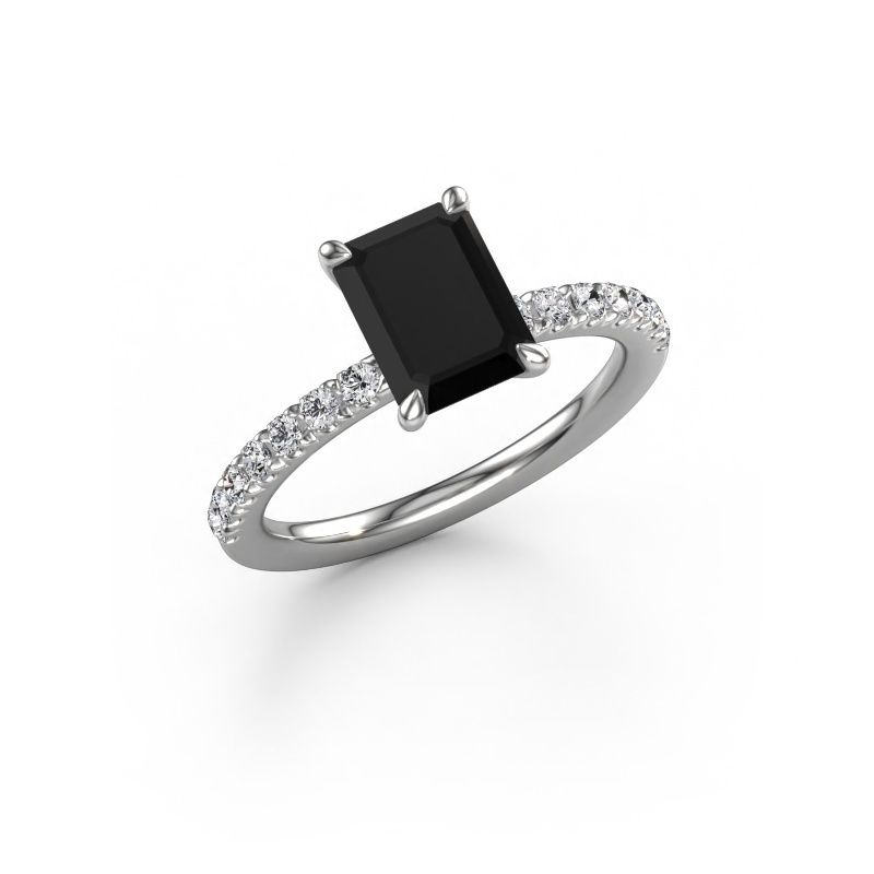 Verlovingsring Crystal EME 2 950 platina zwarte diamant 2.10 crt