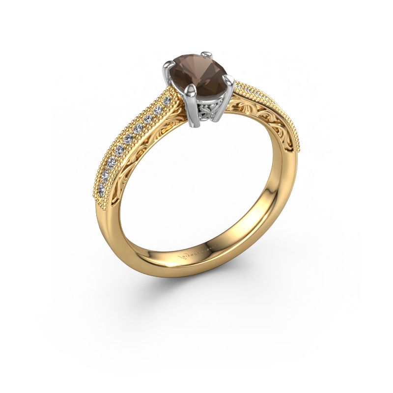 Verlovingsring Shonta OVL 585 goud rookkwarts 7x5 mm
