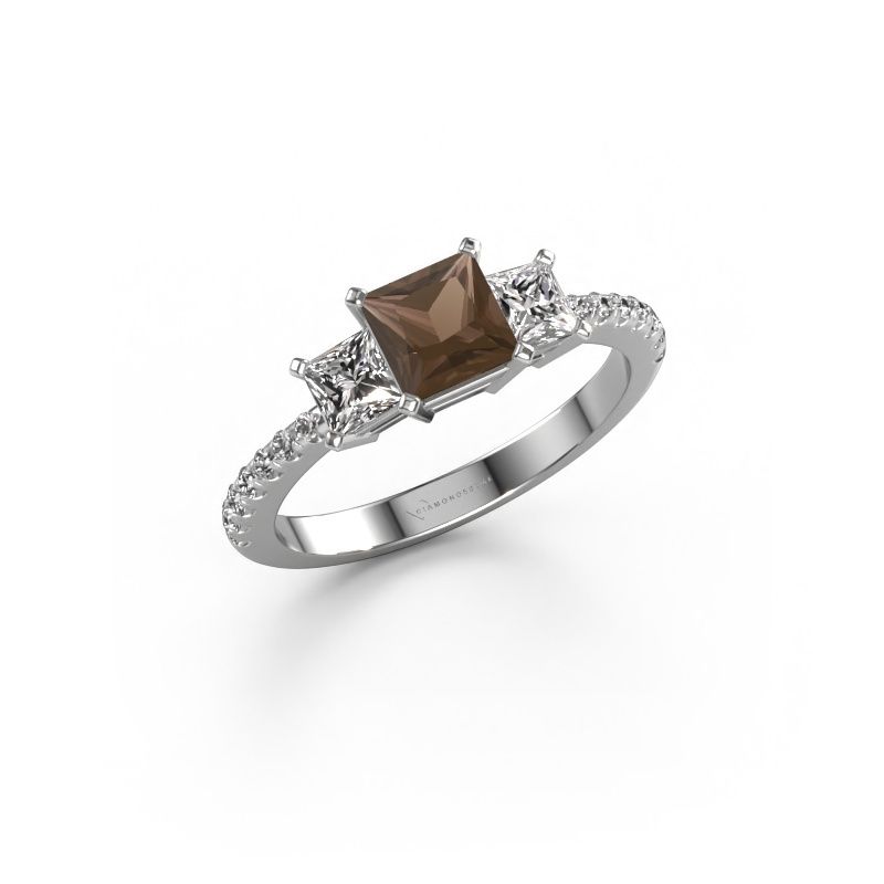 Bague de fiançailles Dorla 950 platine quartz fumé 5 mm