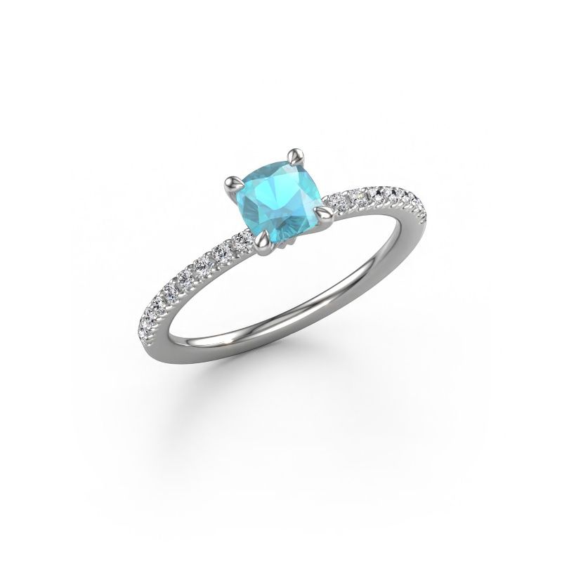Bague de fiançailles Crystal CUS 2 950 platine topaze bleue 5 mm