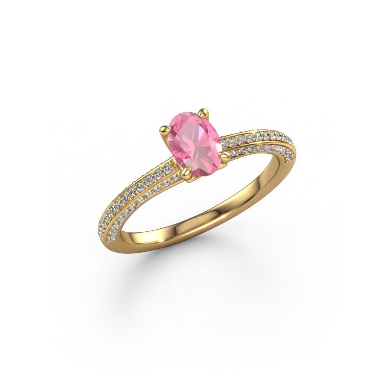 Engagement ring Elenore ovl 585 gold pink sapphire 6.5x4.5 mm
