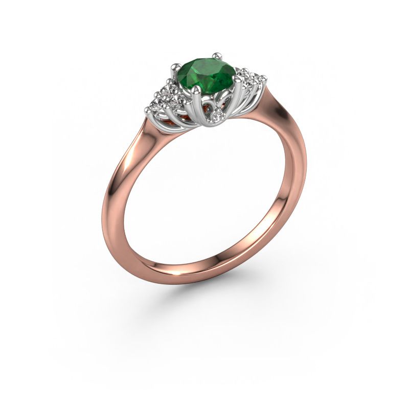 Bague de fiançailles Felipa RND 585 or rose emeraude 5 mm
