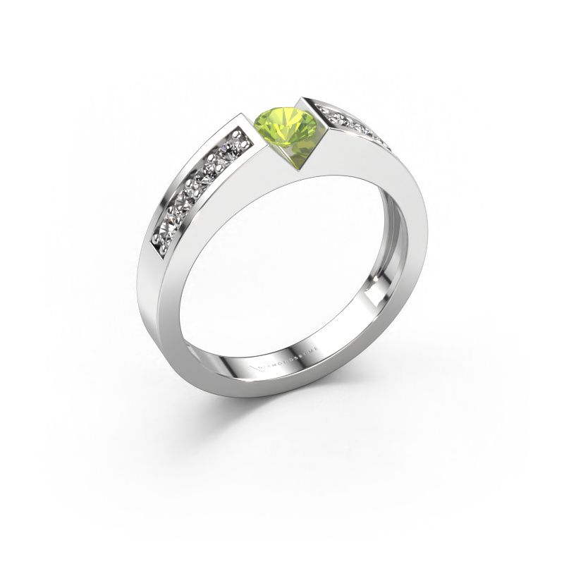 Bague de fiançailles Lizzy 2 585 or blanc péridot 4.2 mm